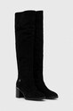 Μπότες σούετ Tommy Hilfiger FEMININE SUEDE OVERKNEE BOOT FW0FW07667 μαύρο AW23