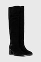 Tommy Hilfiger kozaki zamszowe FEMININE SUEDE OVERKNEE BOOT FW0FW07667 czarny AW23