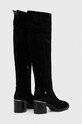 Boty Semišové boty Tommy Hilfiger FEMININE SUEDE OVERKNEE BOOT FW0FW07667 černá