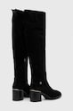 Obuwie Tommy Hilfiger kozaki zamszowe FEMININE SUEDE OVERKNEE BOOT FW0FW07667 czarny