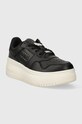 Tommy Jeans sneakersy skórzane TJW RETRO BASKET FLATFORM CHARM EN0EN02245 czarny AW23