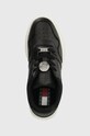 Tommy Jeans sneakers din piele TJW RETRO BASKET FLATFORM CHARM negru EN0EN02245