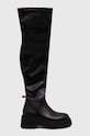 Vysoké čižmy Tommy Jeans TJW OVER THE KNEE BOOTS usňová koža čierna EN0EN02254