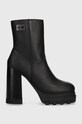 Tommy Jeans cizme de piele TJW HIGH HEEL ANKLE BOOT peste 8 cm negru EN0EN02256