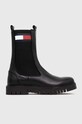 Usnjeni chelsea Tommy Jeans TJW LONG CHELSEA BOOT Neizolirana črna EN0EN02315