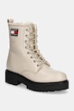 Δερμάτινα workers Tommy Jeans TJW URBAN BOOT TUMBLED LTR WL φλατ μπεζ EN0EN02317