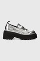 Tommy Jeans mocasini TJW CHUNKY LOAFER METALLIC imitatie de piele lacuita argintiu EN0EN02321