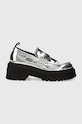 Tommy Jeans mocasini TJW CHUNKY LOAFER METALLIC imitatie de piele lacuita argintiu EN0EN02321