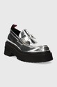 Tommy Jeans mocasini TJW CHUNKY LOAFER METALLIC EN0EN02321 argintiu AW23