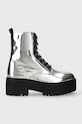 Боти Tommy Jeans TJW FLATFORM ZIP UP METALLIC изкуствен сребърен EN0EN02403