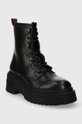 Tommy Jeans stivali da motociclista in pelle TJW LACE UP BOOT CHUNKY nero