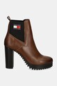 Кожени боти челси Tommy Jeans TJW NEW ESS HIGH HEEL BOOT EN0EN02439 кафяв AW24