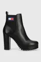 μαύρο Δερμάτινες μπότες Tommy Jeans TJW NEW ESS HIGH HEEL BOOT Γυναικεία