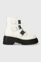 fehér Tommy Jeans bőr csizma TJW CHUNKY BOOT HARDWARE Női