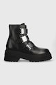 Tommy Jeans botki skórzane TJW CHUNKY BOOT HARDWARE nieocieplane czarny EN0EN02443