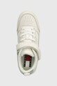 Tommy Jeans sneakers din piele TJW FLATFORM VELCRO alb EN0EN02539