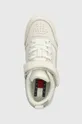 biały Tommy Jeans sneakersy skórzane TJW FLATFORM VELCRO
