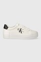 Kožené sneakers boty Calvin Klein Jeans BOLD VULC FLATFORM LACEUP LTH WN imitace kůže bílá YW0YW00821