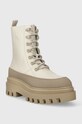 Kožené workery Calvin Klein Jeans FLATFORM LACE UP BOOT LTH YW0YW01110 béžová AW23