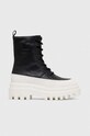 Шкіряні черевики Calvin Klein Jeans FLATFORM LACE UP BOOT LTH без утеплення чорний YW0YW01110