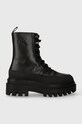 Кожаные полусапоги Calvin Klein Jeans FLATFORM LACE UP BOOT LTH без утепления чёрный YW0YW01110