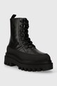 Шкіряні черевики Calvin Klein Jeans FLATFORM LACE UP BOOT LTH YW0YW01110 чорний AW23