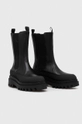 Calvin Klein Jeans stivaletti chelsea in pelle FLATFORM CHELSEA BOOT LTH WN nero