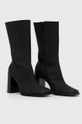 Calvin Klein Jeans bőr csizma HEEL ZIP BOOT LTH WN fekete