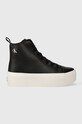 Calvin Klein Jeans trampki skórzane CUPSOLE FLATFORM MID WL LTH WN platforma czarny YW0YW01180