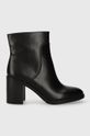 Kožené členkové topánky Calvin Klein Jeans MID BLOCK HEEL BOOT LTH WN usňová koža čierna YW0YW01259