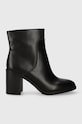 Кожени боти Calvin Klein Jeans MID BLOCK HEEL BOOT LTH WN гладка кожа черен YW0YW01259
