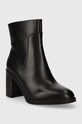 Calvin Klein Jeans botki skórzane MID BLOCK HEEL BOOT LTH WN YW0YW01259 czarny AW23