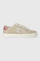 beige Calvin Klein Jeans sneakers in pelle CLASSIC CUPSOLE LACEUP LTH WN Donna
