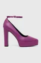 Karl Lagerfeld pantofi de piele SOIREE PLATFORM gros violet KL31710.0PU