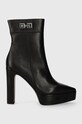 Karl Lagerfeld botki skórzane SOIREE PLATFORM słupek czarny KL31760.000