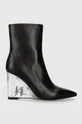 μαύρο Δερμάτινες μπότες Karl Lagerfeld ICE WEDGE Γυναικεία
