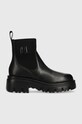 Karl Lagerfeld sztyblety skórzane KOMBAT KC płaski czarny KL45340.000
