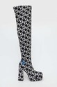 Kožené čižmy Karl Lagerfeld Jeans STAK HEEL II platforma čierna KLJ93191.F01