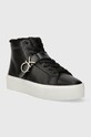 Kožené tenisky Calvin Klein FLATFORM CUPSOLE HIGHTOP W/HW WL HW0HW01667 čierna AW23