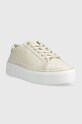 Tenisky Calvin Klein FLATFORM CUPSOLE LACE UP-EPI MN HW0HW01670 béžová AW23