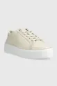 Calvin Klein sneakersy FLATFORM CUPSOLE LACE UP-EPI MN beżowy