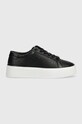 Calvin Klein sneakersy FLATFORM CUPSOLE LACE UP-EPI MN imitacja skóry licowej czarny HW0HW01670