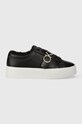 Шкіряні кросівки Calvin Klein FLATFORM CUPSOLE LACE UP W/HW WL пласка чорний HW0HW01671