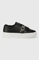 μαύρο Δερμάτινα αθλητικά παπούτσια Calvin Klein FLATFORM CUPSOLE LACE UP W/HW WL Γυναικεία
