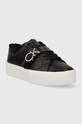 Шкіряні кросівки Calvin Klein FLATFORM CUPSOLE LACE UP W/HW WL HW0HW01671 чорний AW23