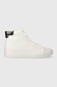 Πάνινα παπούτσια Calvin Klein VULC HIGH TOP απομίμηση λείου δέρματος λευκό HW0HW01679