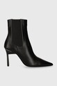 Calvin Klein ghete chelsea de piele GEO STILETTO CHELSEA BOOT 90 peste 8 cm negru HW0HW01708