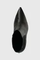 fekete Calvin Klein bőr bokacsizma GEO STILETTO CHELSEA BOOT 90