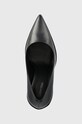 Δερμάτινες γόβες Calvin Klein WRAP STIL CLASSIC PUMP 90-PEARL μαύρο HW0HW01734