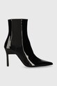 Кожаные полусапоги Calvin Klein GEO STILETTO CHELSEA BOOT 90-PAT без застёжки чёрный HW0HW01809